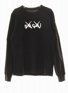 サカイ sacai × KAWS 21AW Flock Print Long Sleeve T-Shirt BLACK SIZE1 21-0287S カウズ フロックプリント 長袖 Tシャツ ブラック241130