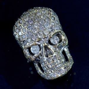 F0055【Skull】髑髏 美しい天然ダイヤモンド２．０２ct 最高級18金無垢ペンダントトップ 重量8.8g 幅27.1×16.9mm