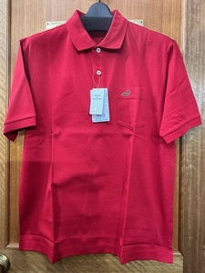 L 赤 紳士ポロシャツ 新品未使用品 送料無料 日本製 綿100％ 紳士 半袖ポロシャツ ポロシャツ メンズ 無地 半袖 Tシャツ 定番デザイン