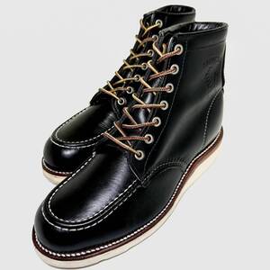 即決/メンズブーツ CHIPPEWA チペワ アメカジ ワーク ブラック モックトゥ モカシントゥ/ 25.5cm US7.5 メンズ/革靴/ブーツ/黒タグ