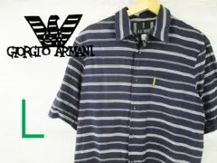 ARMANI●アルマーニジーンズ＜リネン混・ボーダー半袖シャツ＞●M1056y