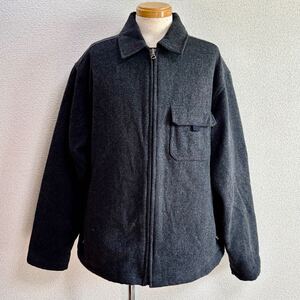  90s希少当時物 old ABERCROMBIE&FITCH アバクロンビー&フィッチ ウールジャケット XL チャコールグレー フルジップブルゾン WOOL JACKET