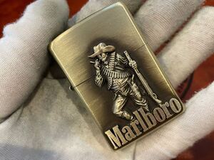 1円 ZIPPO ライター マルボロ Marlboroジッポ Zippoオイルライター真鍮製 中古品 喫煙グッズ ジッポー 火花確認済R60536