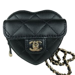 シャネル CHANEL マトラッセ ハートチェーンウォレット AP2784 ブラック/GD金具 ラムスキン ショルダーバッグ レディース 中古