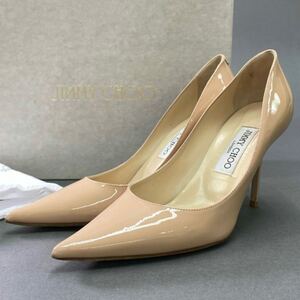 4k9 《美品》 JIMMY CHOO ジミーチュウ AGNES エナメル ヒールパンプス 38 パウダーピンク パテントレザー セレモニー 結婚式 シューズ 