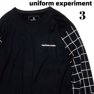 3 新品【uniform experiment L/S GRAPH CHECK CUT&SEWN UE-200011 BLACK SOPHNET. ユニフォームエクスペリメント カットソー ロンTシャツ】