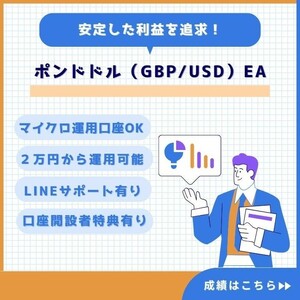 GBPUSD EA ポンドドル FX 自動売買 完全無料 資産運用 サポート 自動収入 不労所得 投資 副業 システムトレード MT4 XM