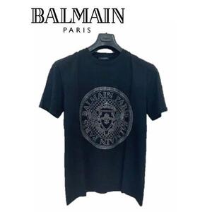 BALMAIN バルマン Tシャツ 半袖 12872 メンズ ブランド ロゴ ラインストーン 黒 Tシャツ