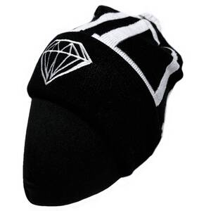 [並行輸入品] Diamond supply Co. ダイアモンド サプライ DOMN ブランドロゴ ボンボン ニットキャップ (ブラック/ホワイト)