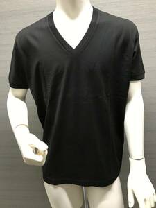 本物 新品 DSQUARED2 ディースクエアード 無地VネックワンポイントロゴTシャツ 半袖 S74GD0255 黒 M