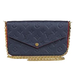 ルイヴィトン ポシェットフェリシー モノグラムアンプラント ショルダーバッグ M64099 ネイビー レディース LOUIS VUITTON 中古 美品