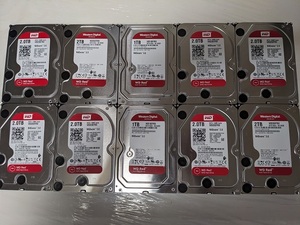 WESTERN DIGITAL Red WD20EFRX 2TB 8個 WD10EFRX 1TB 2個 10セット 計18TB 3.5インチ WD ウェスタンデジタル レッド 【中古】1円スタート