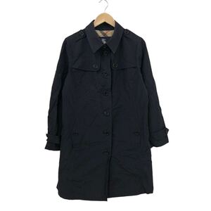 ★★m582-38 大きいサイズ BURBERRY LONDON バーバリー ロンドン ステンカラーコート シングル トレンチ コート アウター 紺 ネイビー 44