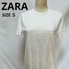 【ザラ】Tシャツ　ロゴ刺繍　白　Sサイズ　ZARA　0321