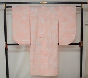 貸衣装処分品　1237　二尺袖用長襦袢　ピンク　雲取り・四季草花（中古）〈レターパック不可〉