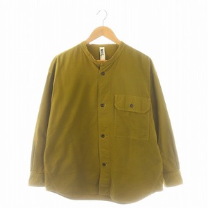 マーガレットハウエル MHL. 22AW SOFT HOPSACK シャツ バンドカラー 長袖 S カーキ /DF ■OS メンズ