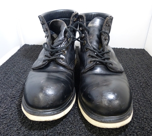 ◇中古保管品　RED WING レッドウィング USA製　ANSI Z41 PT91 MI/75C/75　ブーツ ブラック エンジニアブーツ　羽根タグ◇