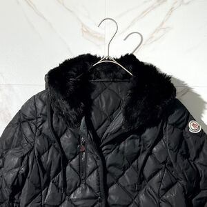 【希少美品】MONCLER RONCE モンクレール レディース ダウンコート ダウンジャケット キルティング ファー サイズ0 ブラック 黒 ロゴ