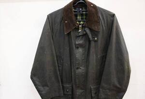 G23★英国製 Barbour/バブアー BEDALE JACKETビデイル オイルドジャケット カーキ 40 メンズ ※袖リブ無し USED 古着 Vintage ★