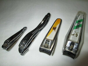 ★中古品 古い 錆び 汚れ 爪切り 4点 NAIL CLIPPER FEATHER フェザー kaicut 貝印 TENNIS テニス ミニサイズ 横向き 当時物 レトロ 昭和★