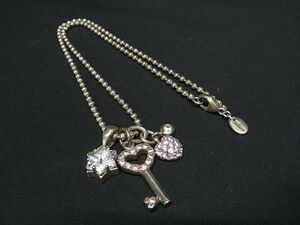 Folli Follie フォリフォリ ラインストーン ハート キー ネックレス ペンダント アクセサリー レディース シルバー系 DF9836