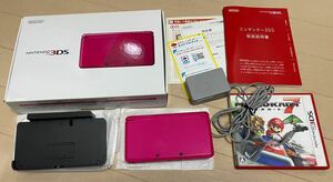 ニンテンドー3DS グロスピンク 初期化済み本体 元箱 説明書 充電器 中古　プラスおまけ（マリオカート７）