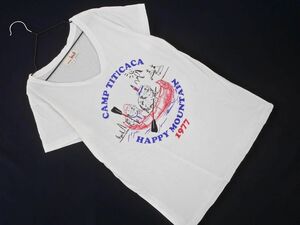 チチカカ Vネック プリント Tシャツ sizeM/白 ■◆ ☆ efb9 レディース