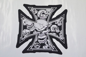 U.S.A直輸入！アメリカンワッペン　GRAY IRON CROSS SKULL　世界で一つだけのワイルドなオリジナルJKTが簡単に出来る！！