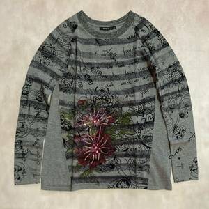 ビジュー ストーン ☆ Desigual ☆ ライトゲージプルオーバー / ボタニカル / 花 / 総柄 / ニット / トップス / デシグアル / レディース