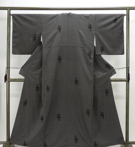 紬 未着用美品 正絹 縦縞絣模様 身丈159cm 裄丈64.5cm 塩沢紬 未使用 新古品 着物 カジュアル d0489