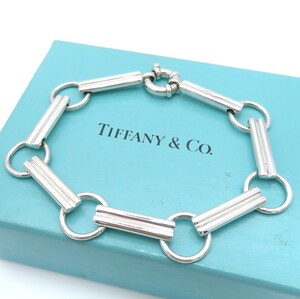 【送料無料】 極希少 美品 Tiffany&Co. ヴィンテージ ティファニー ハート バー ラージ リンク シルバー ブレスレット SV925 HA609