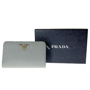 ▽▽ PRADA プラダ 二つ折り財布　レディース 1ML225 グレー やや傷や汚れあり