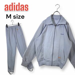 デサント製 アディダス セットアップ 上下 ジャージジャケット パンツ adidas ビンテージ Mサイズ グレー 西ドイツ 80s70s ネーム刺繍