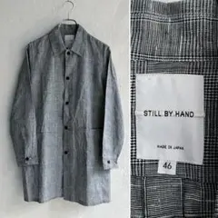 still by hand グレンチェック リネン シャツコート