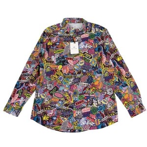 ポールスミスPaul Smith PS ステッカープリント総柄長袖シャツ マルチXL