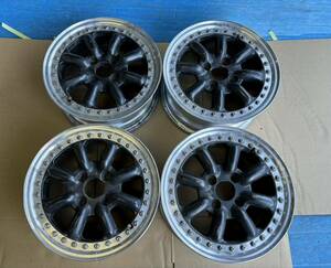 BLACK RACING サイズ14x6JJ OFF39（実測） H4 PCD100 ハブ径約59mm 4本セット　傷汚れ削り痕あり画像でご判断！