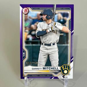 2021 Bowman Prospect Garrett Mitchell /250 シリアル パープル パラレル ギャレット ミッチェル トップス MLB ブリュワーズ #bp-129