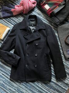 美品 定価37,400円 BANANA REPUBLIC バナナリパブリック 高品質ウール素材 Pコート PEACOAT ジャケット メンズ sizeM ブラック系 正規販売