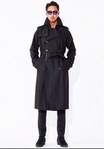 1PIU1UGUALE3 BLACK MILITARY 17th STRONG TWIST COTTON FIRST TRENCH COAT 干場 トレンチコート 定価176,000円