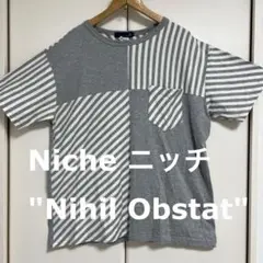 【美品】Niche ニッチ　"Nihil Obstat" 切り替え　Tシャツ