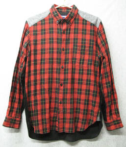 ジュンヤワタナベ MAN コムデギャルソン：コーデュロイ切替 チェック柄 シャツ （ ネルシャツ JUNYA WATANABE MAN COMME des GARCONS Shirt