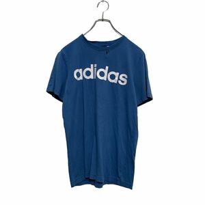 adidas 半袖 ロゴTシャツ L 160～ キッズ ブルー アディダス クルーネック 古着卸 アメリカ仕入 a605-6607