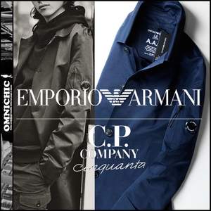 限定■新品184,800円【EMPORIO ARMANI×C.P.Company】エンポリオアルマーニ40周年×C.P.カンパニー50周年ネイビーステンカラーコート54XXL