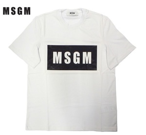 【S】MSGM(エムエスジーエム) ボックスロゴプリント ビッグシルエット 半袖 Tシャツ ホワイト