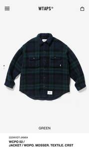 WTAPS ダブルタップス 22AW WCPO 02 JACKET WOPO MOSSER ウールジャケット ブラックウォッチ size02 Mサイズ　シャツジャケット