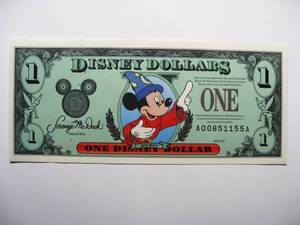 ディズニーダラー　1ドル札（1997年版） $1 紙幣　ミッキーマウス Disney Dollars