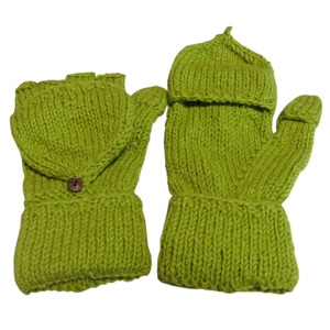 ■アジアン衣料　ネパール手編みカバー付き指なし手袋（NSG-46）