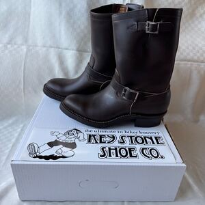 福禄寿 KEYSTONE BIKER BOOTS US10D 28cm 新品未使用 最初期ロット ダークブラウン エンジニアブーツ キーストーンバイカーブーツ レザー