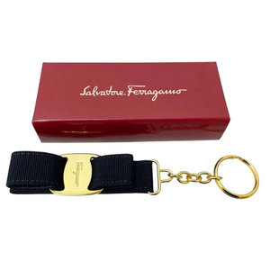 Ferragamo フェラガモ ヴァラ リボン キーホルダー ネイビー キーリング付きチャーム 箱付き