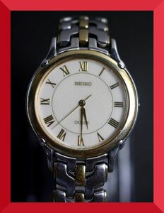 セイコー SEIKO ドルチェ DOLCE クォーツ 3針 純正ベルト 8J41-6070 男性用 メンズ 腕時計 x575 ジャンク 稼働品